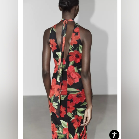 Zara Floral Print Tulle Scarf Dress - Picture 4 of 13